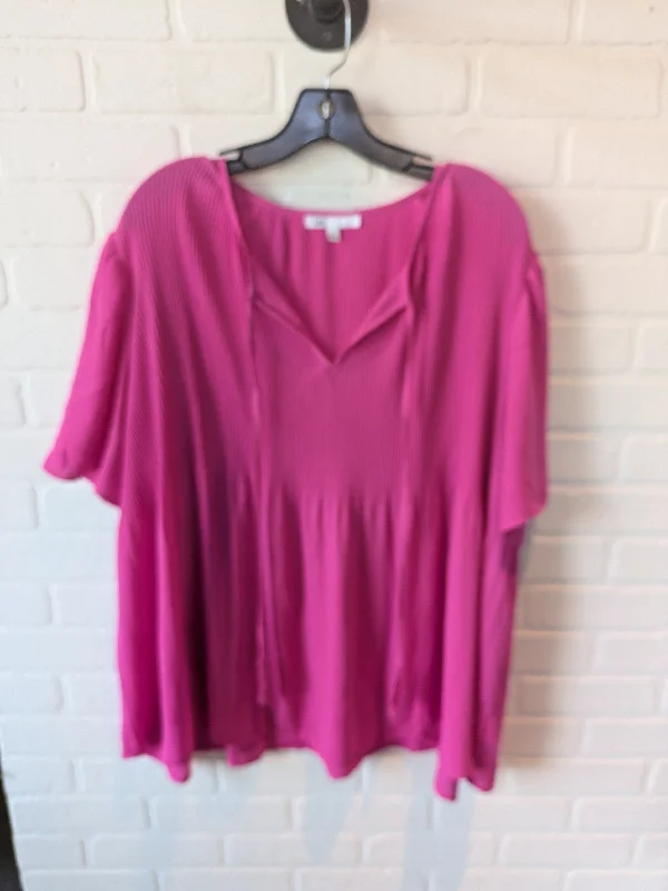 Top Short Sleeve By Dr2 In Pink, Size: 2x