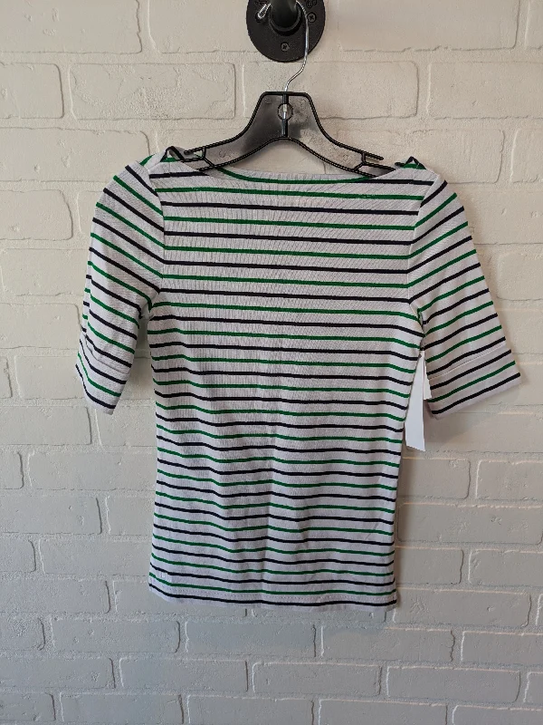 Top Short Sleeve By Lauren By Ralph Lauren In Green & White, Size: Xs