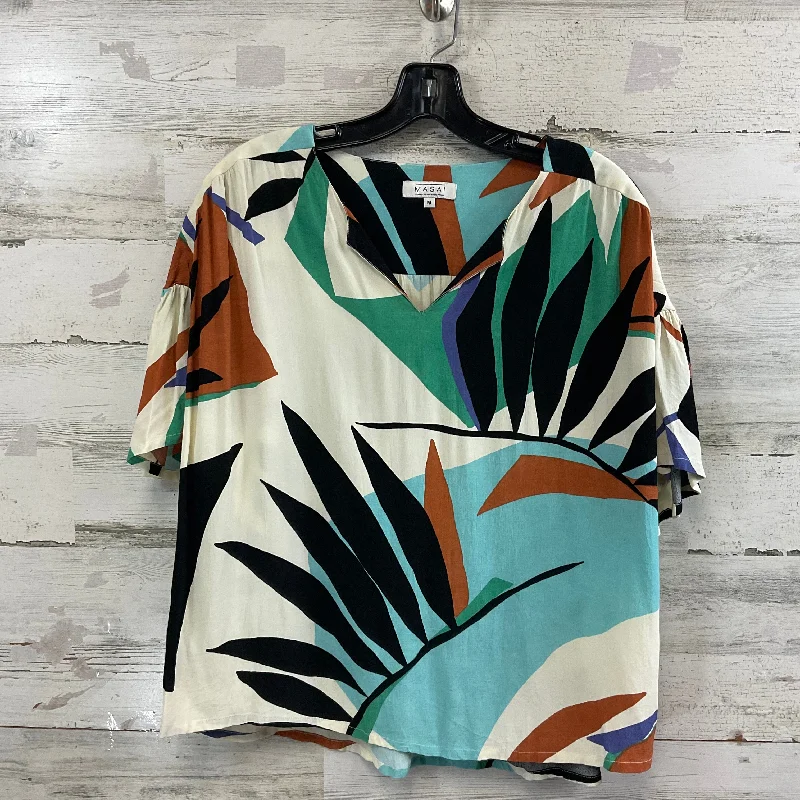 Top Short Sleeve By MASAI In Cream & Green, Size: M