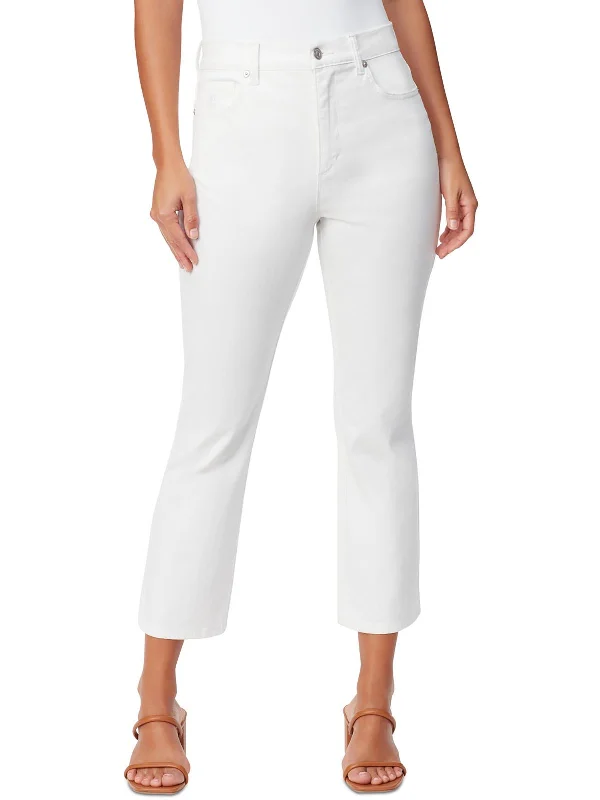 Chrissie Womens High Rise Cropped Flare Jeans