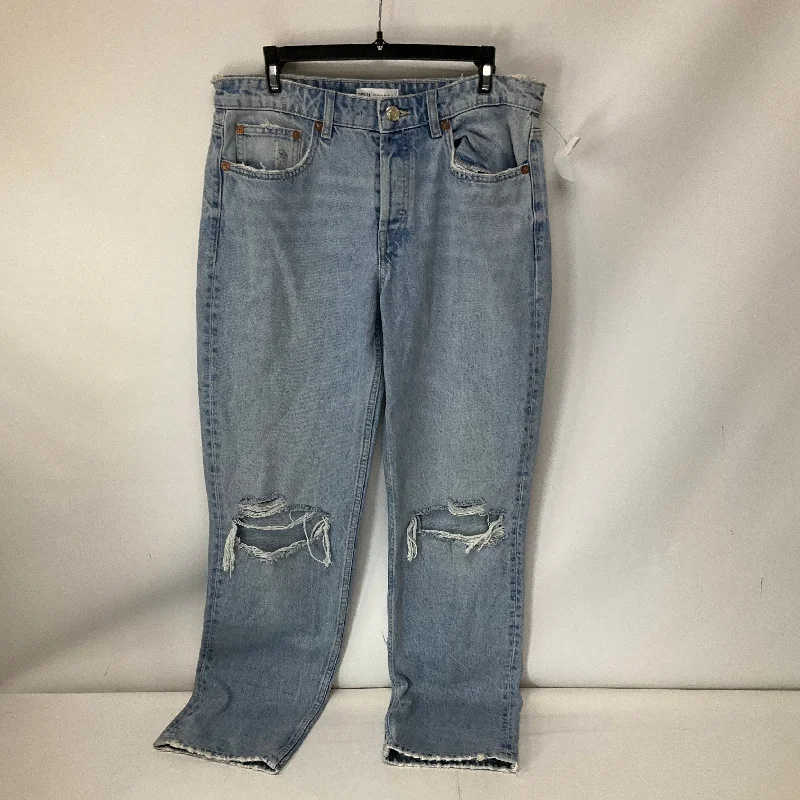 Jeans Straight By Zara In Blue Denim, Size: 10